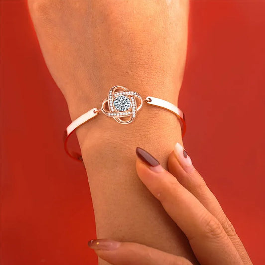 Pulsera trebol de cuatro hojas oro rosado - additional image 1